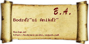 Bodzási Anikó névjegykártya